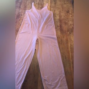Pact 100% Organic Cotton Maternity Sleeveless Jumpsuit in Blush Pink